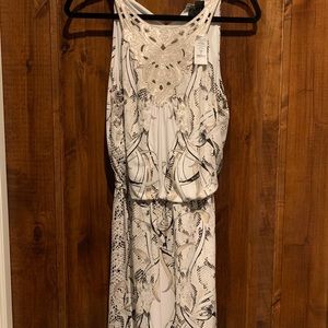 White & gold halter dress